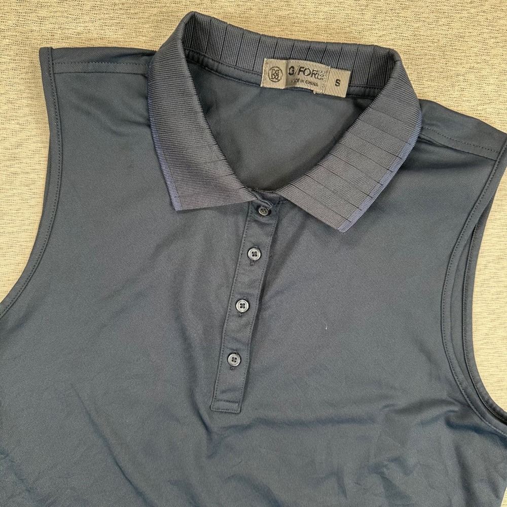 G/FORE Sleeveless Golf Polo Shirt Womens S Navy Blue Ribbed Collar Mesh Tennis